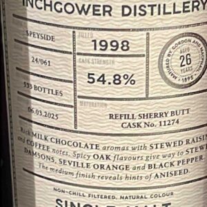 Inchgower 1998 2025 GM 26 years 54,8% only 533 bottles