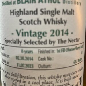 Blair athol 2014 2023 SV 8 years 60,9% only 633 bottles