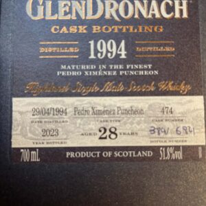 Glendronach 1994 2023 28 years 51,8% only 684 bottles